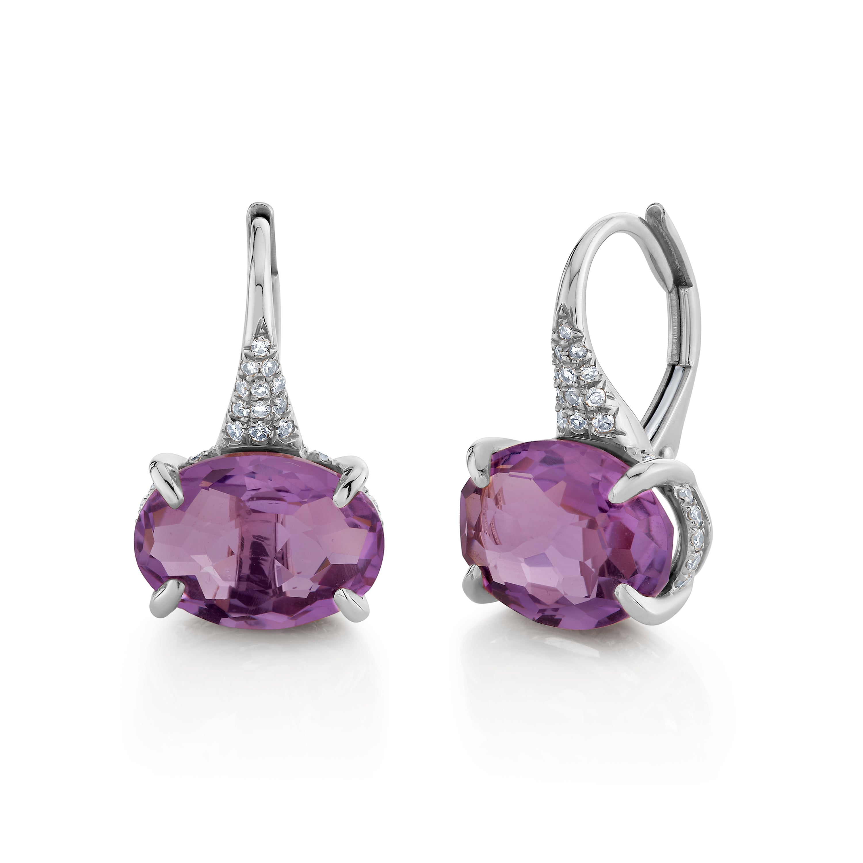 AMETHYST & DIAMOND GEM DROP EARRINGS