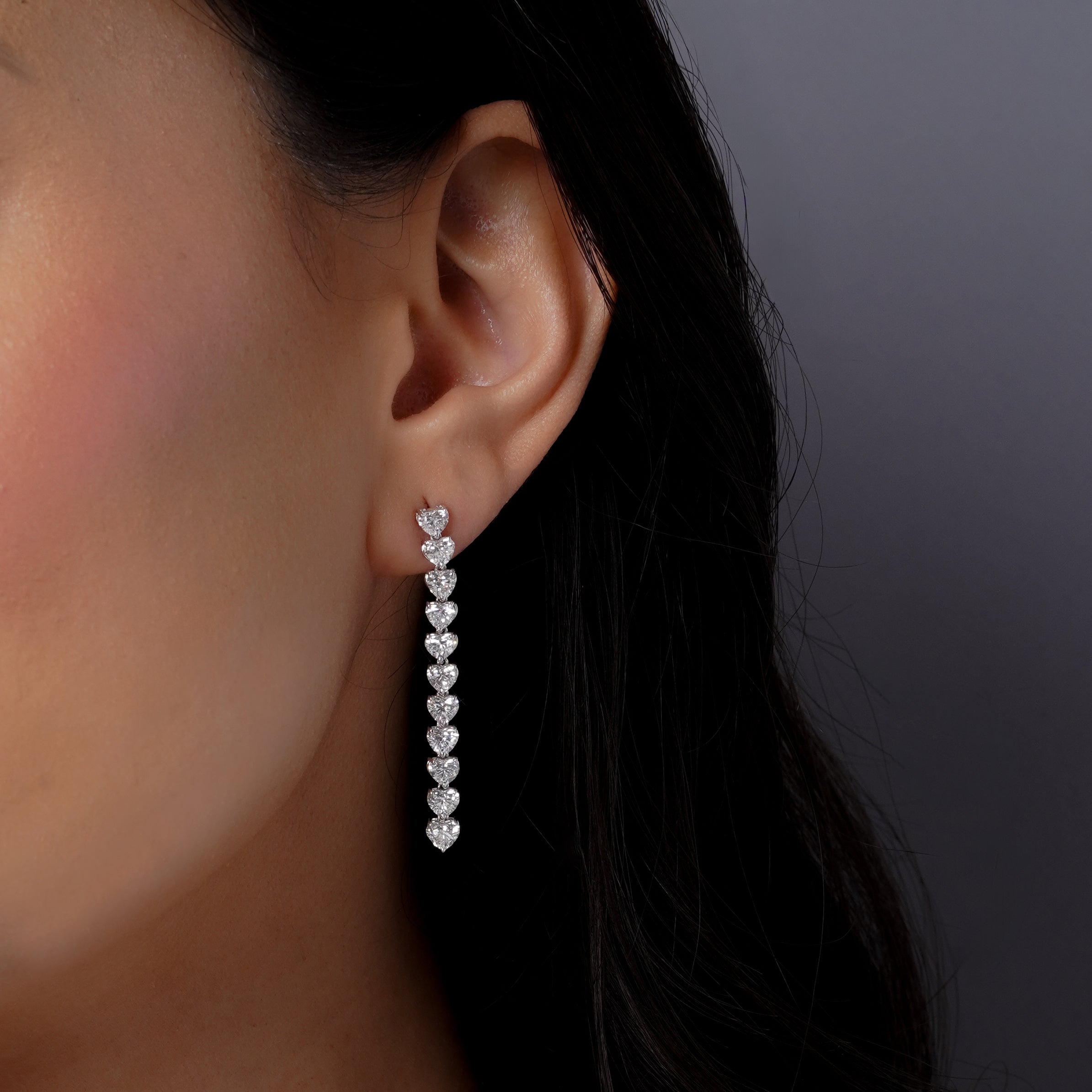 DIAMOND HEART DROP EARRINGS