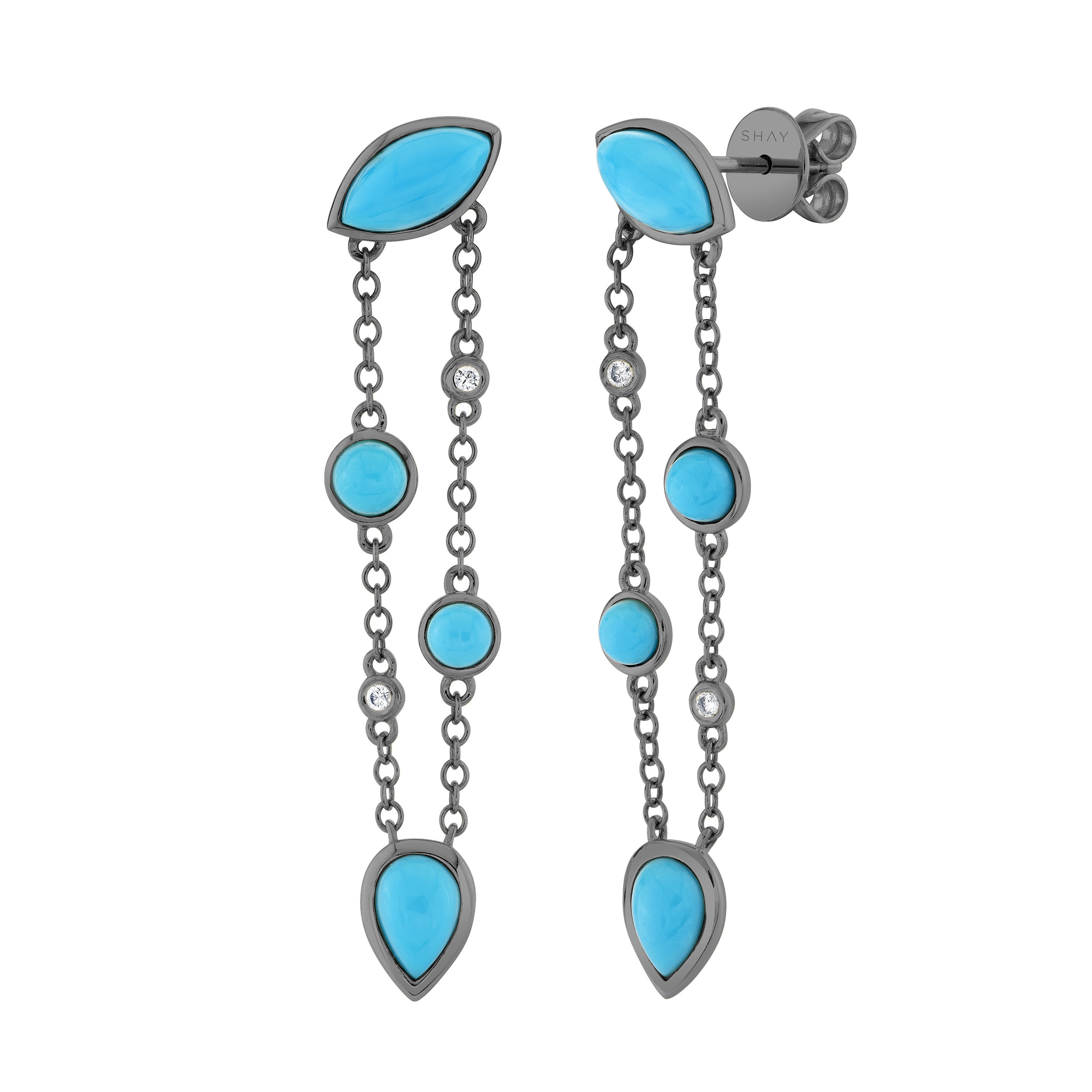 TURQUOISE & DIAMOND RIVIERA FRINGE EARRINGS