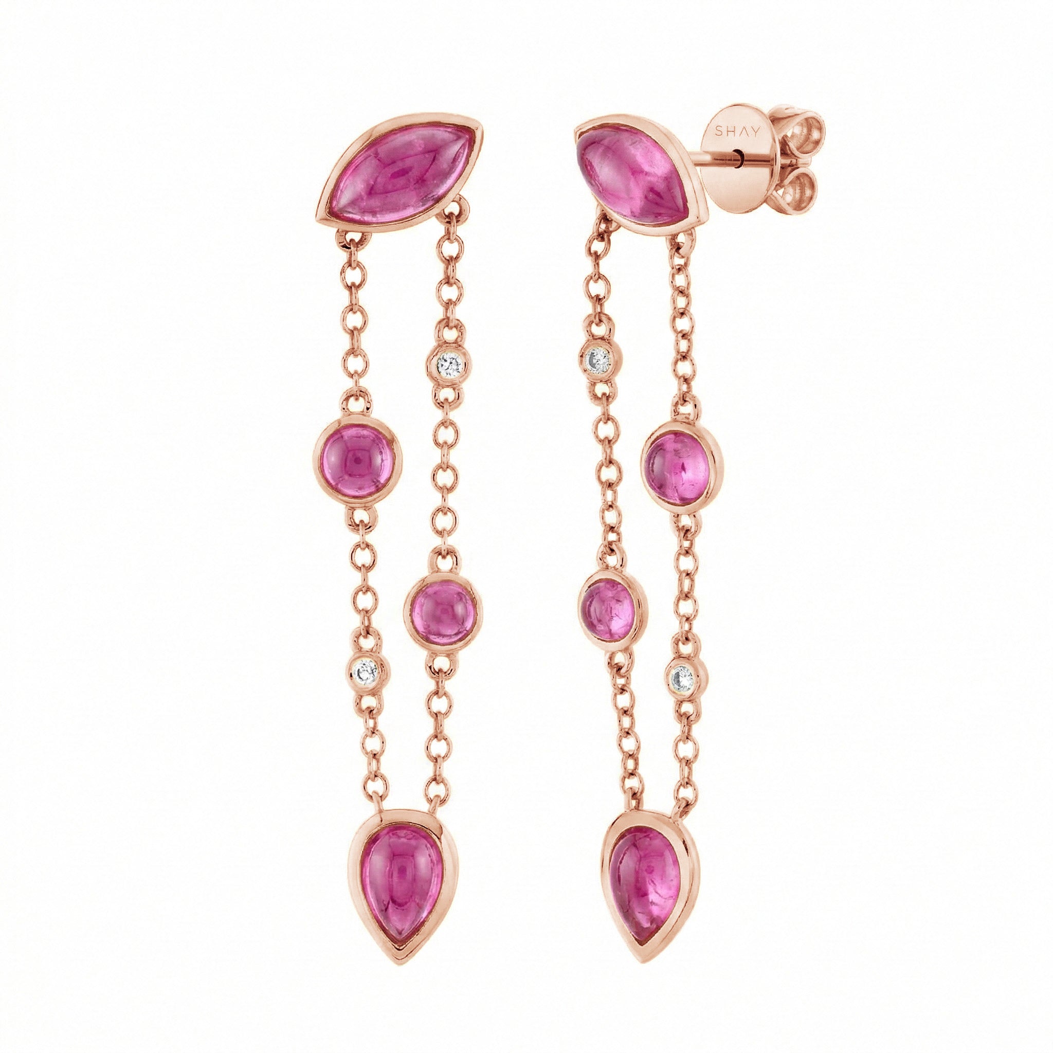 PINK SAPPHIRE & DIAMOND RIVIERA FRINGE EARRINGS