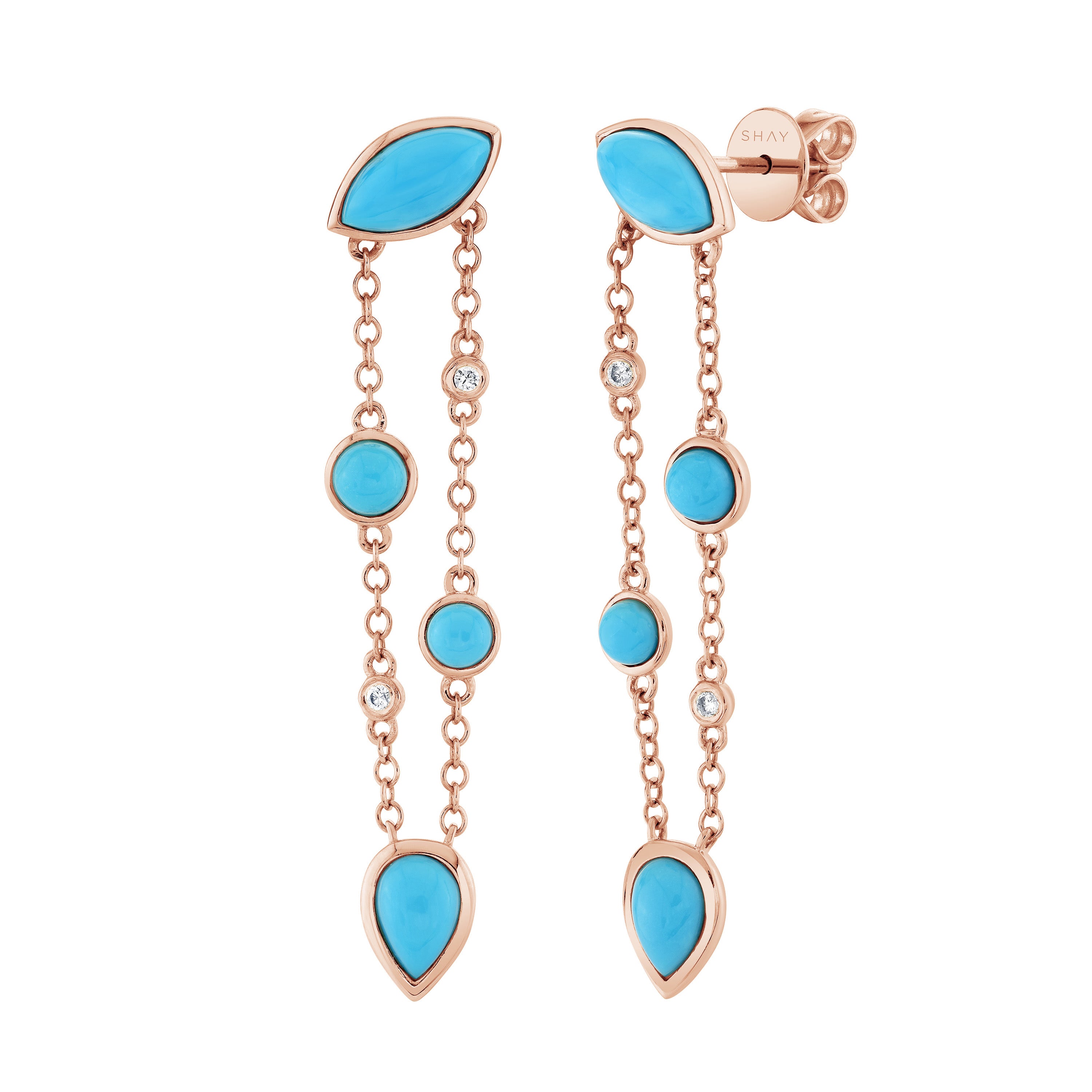 TURQUOISE & DIAMOND RIVIERA FRINGE EARRINGS