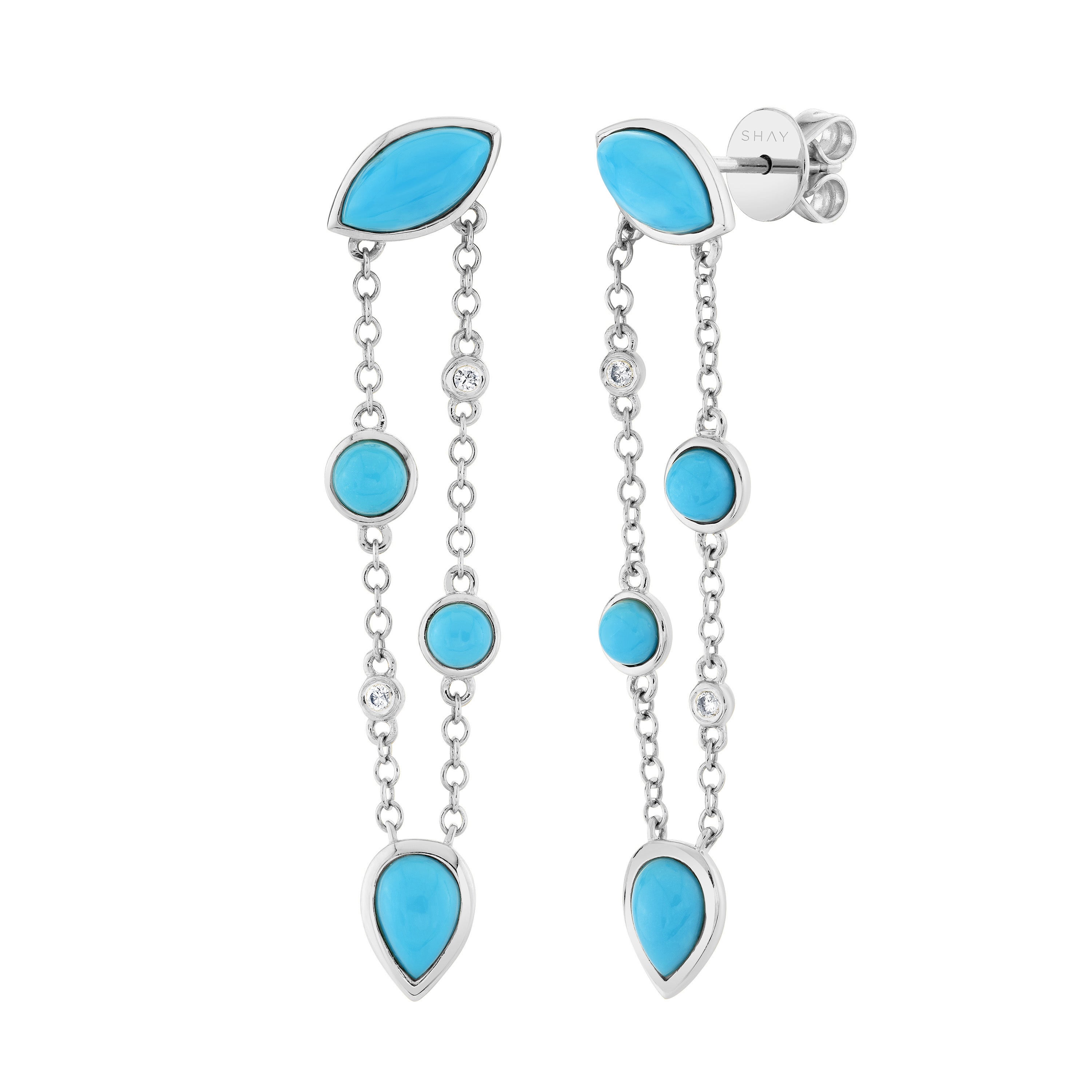 TURQUOISE & DIAMOND RIVIERA FRINGE EARRINGS