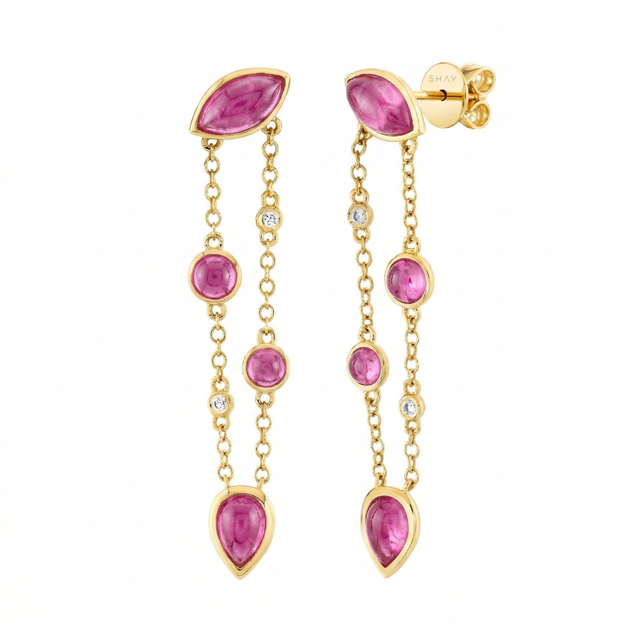 PINK SAPPHIRE & DIAMOND RIVIERA FRINGE EARRINGS