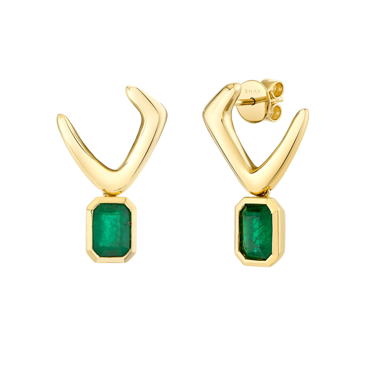 EMERALD BEZEL ZAR EARRINGS