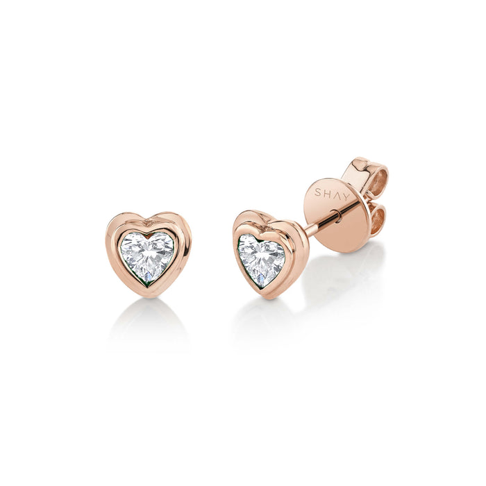 READY TO SHIP MINI ME DIAMOND BEZEL HEART STUDS