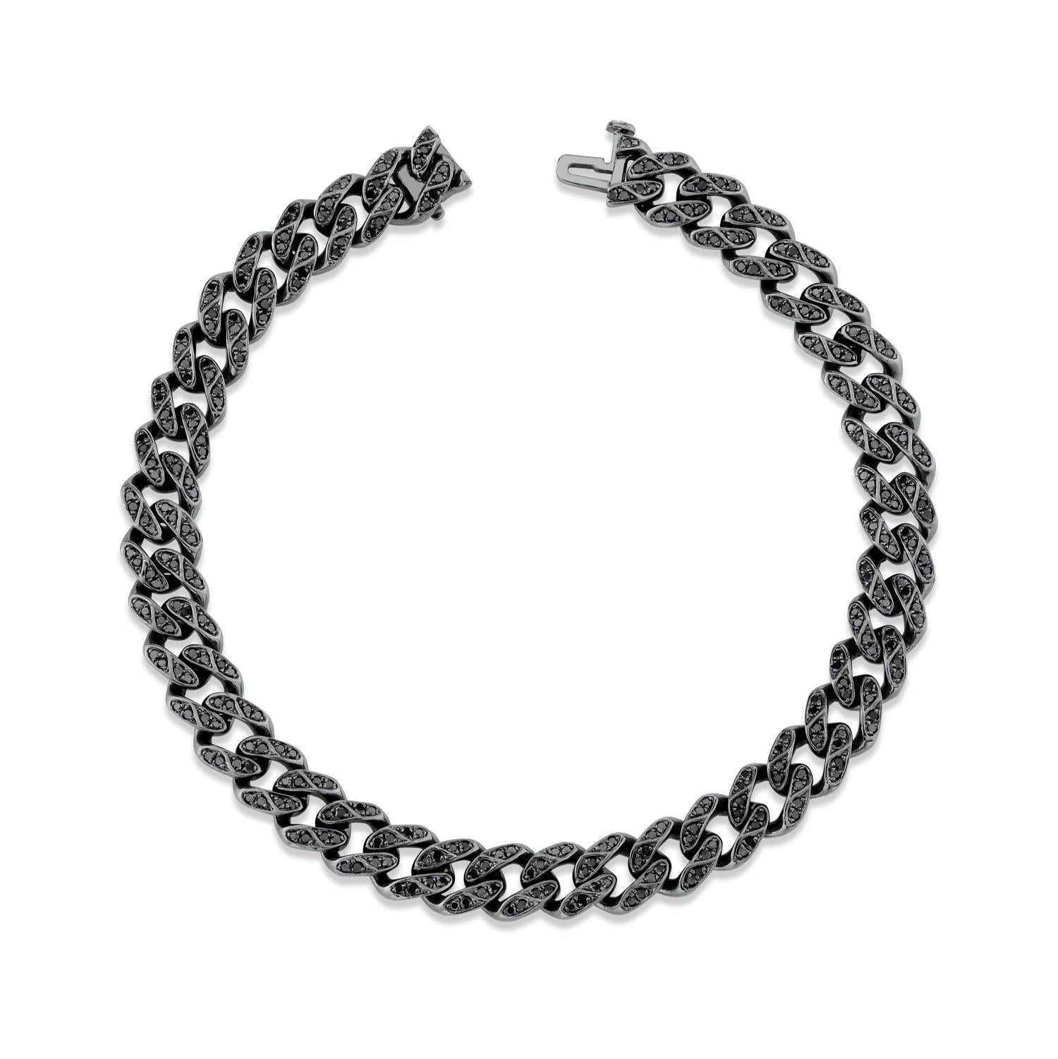 MEN'S BLACK DIAMOND FLAT MEDIUM LINK BRACELET