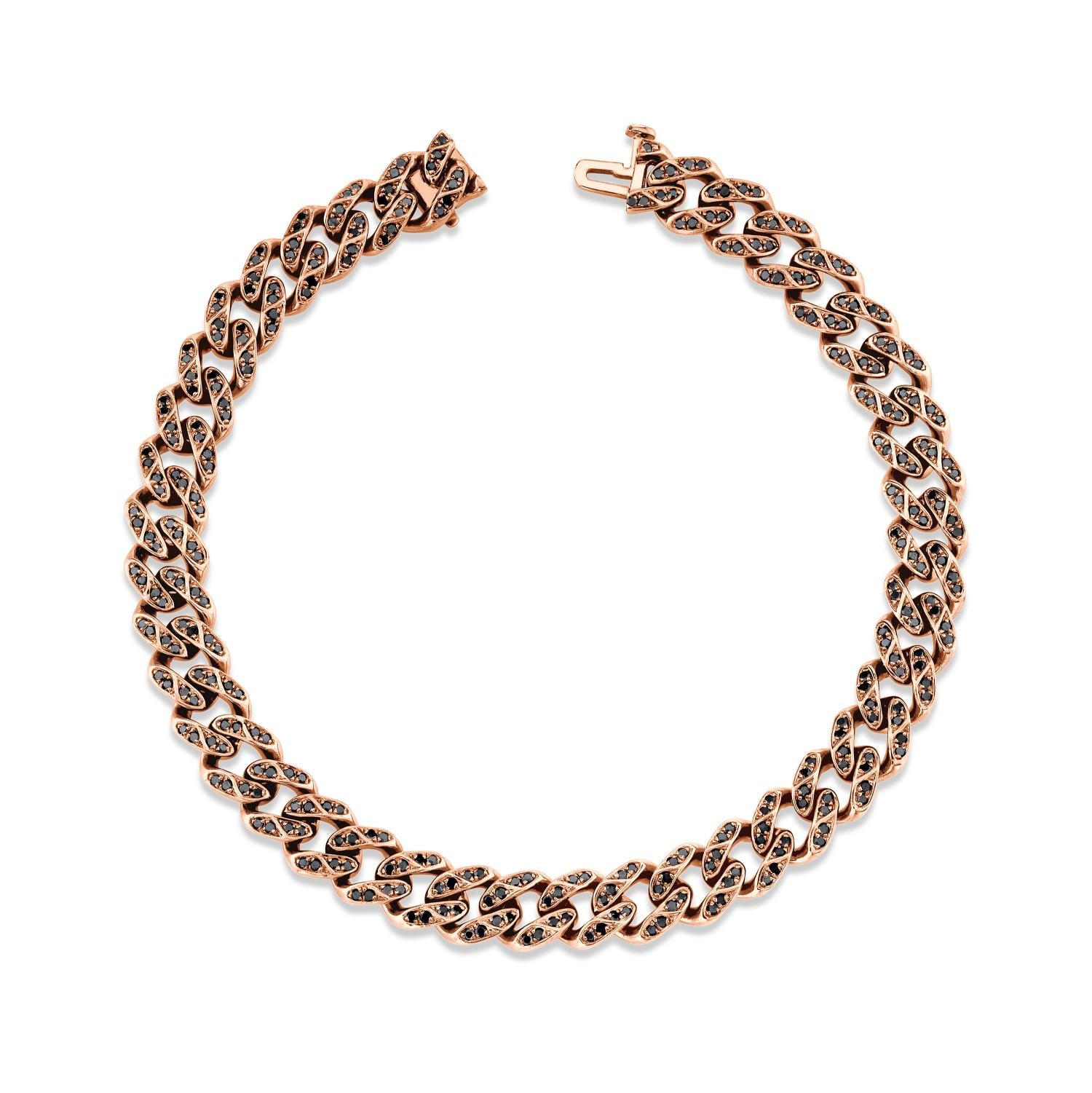 MEN'S BLACK DIAMOND FLAT MEDIUM LINK BRACELET