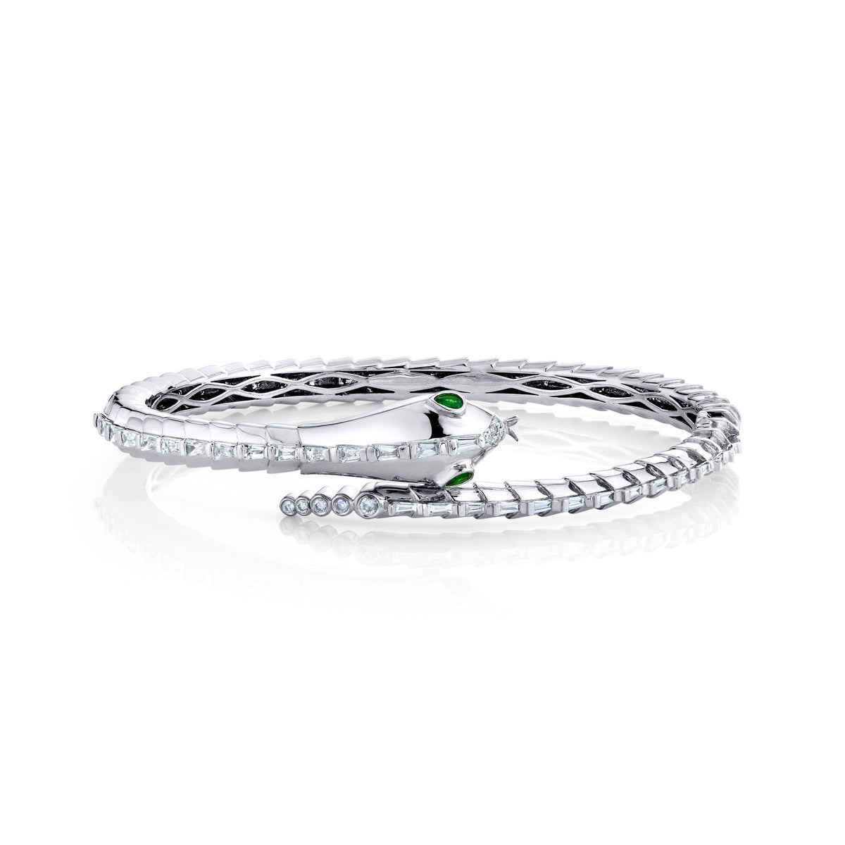 READY TO SHIP MEN'S DIAMOND & GREEN GARNET SNAKE CUFF