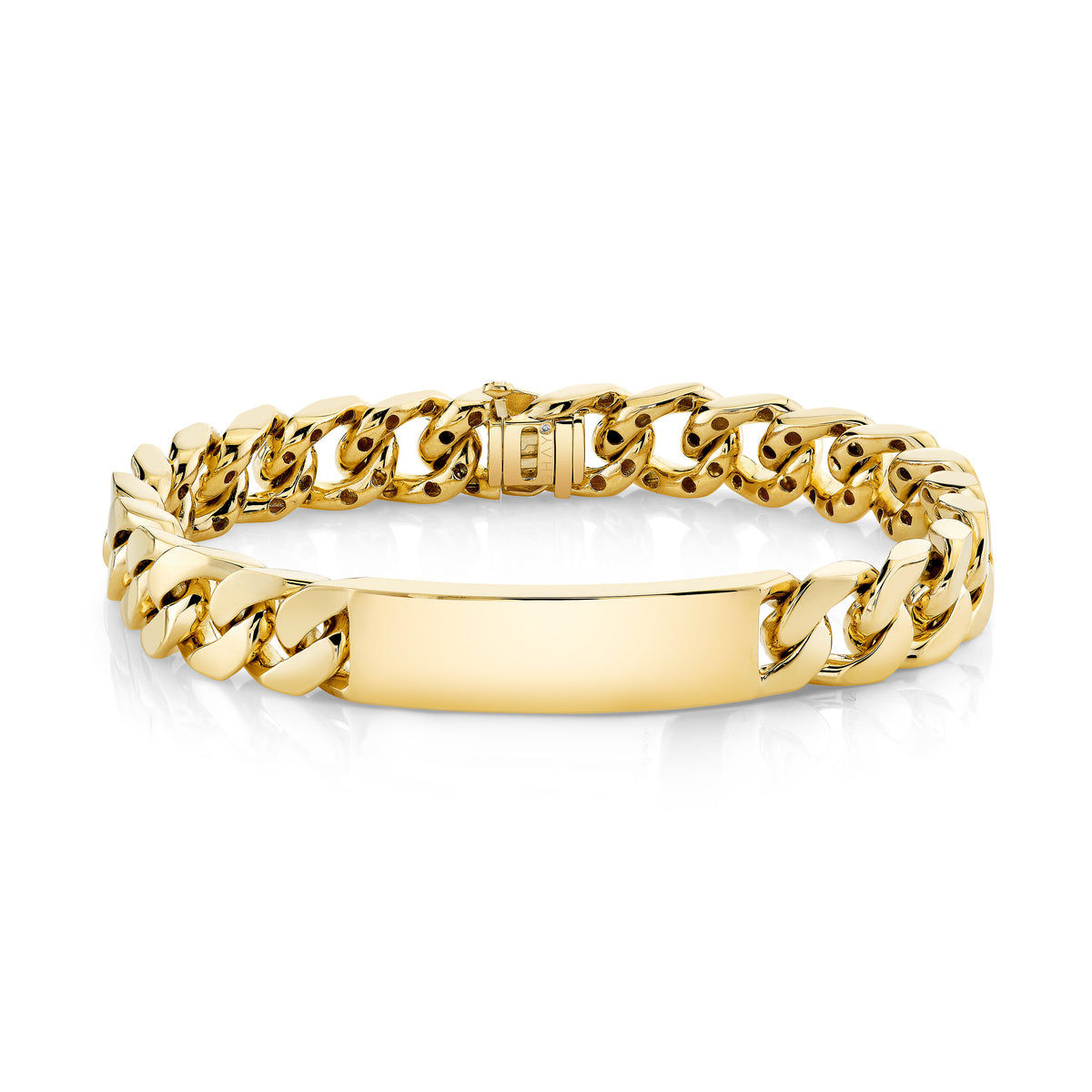 MEN’S SOLID GOLD ID FLAT LINK BRACELET – SHAY JEWELRY