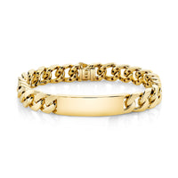 READY TO SHIP MEN'S SOLID GOLD ID FLAT LINK BRACELET