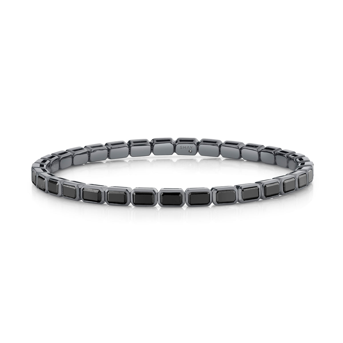 MEN'S BLACK DIAMOND BEZEL STRETCH BRACELET