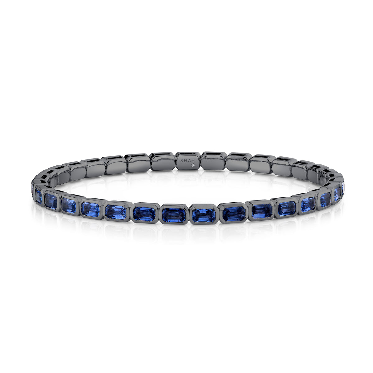 MEN'S LIGHT BLUE SAPPHIRE BEZEL STRETCH BRACELET