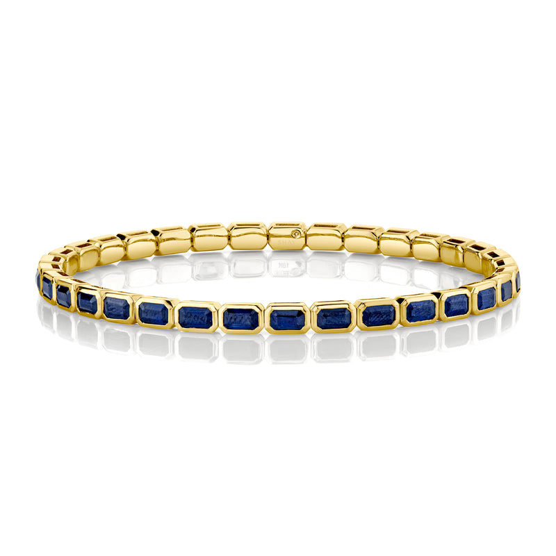 READY TO SHIP MEN'S BLUE SAPPHIRE BEZEL STRETCH BRACELET