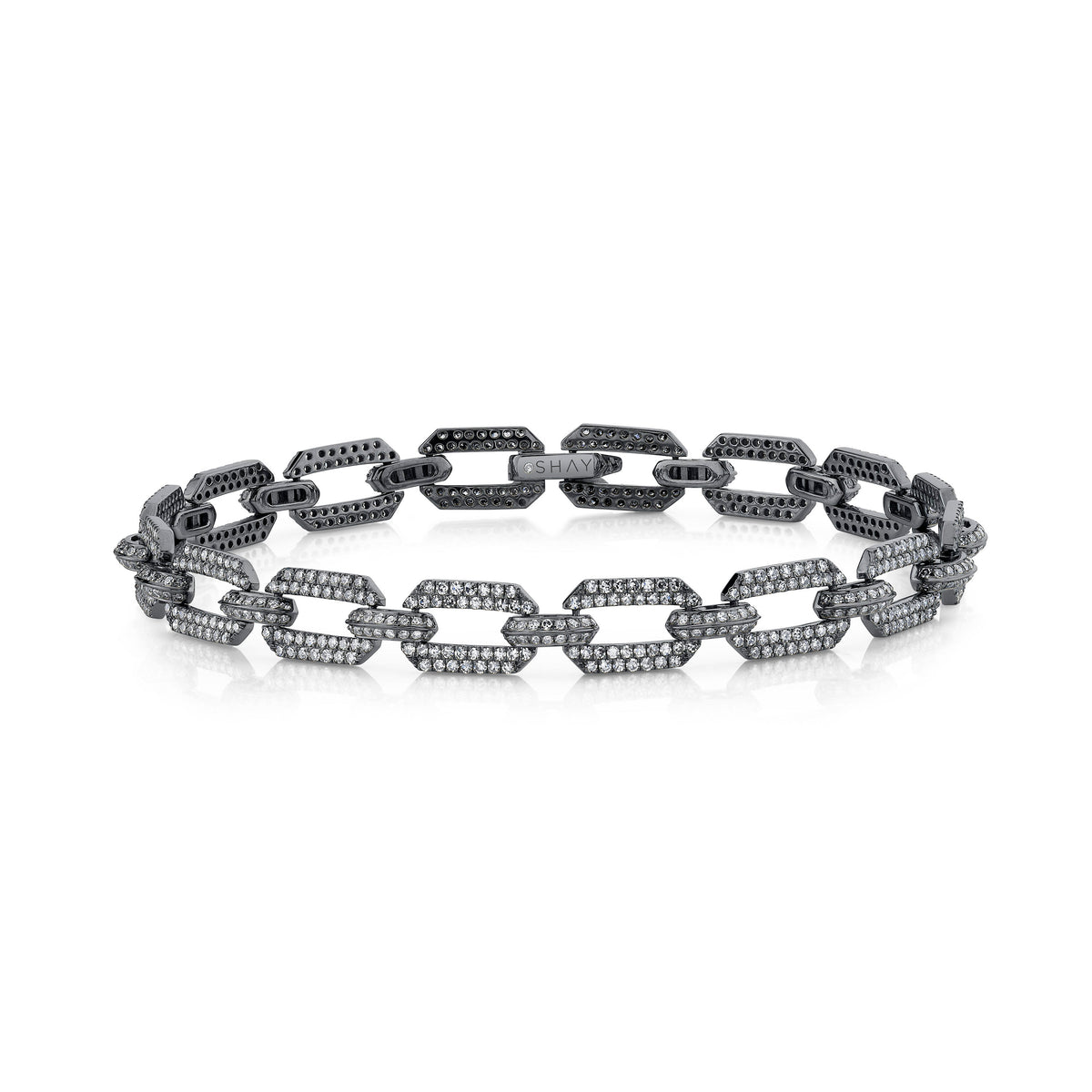 READY TO SHIP MEN'S DIAMOND PAVE DOME  FLAT LINK BRACELET