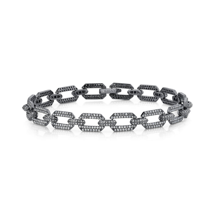 READY TO SHIP MEN'S DIAMOND PAVE DOME  FLAT LINK BRACELET