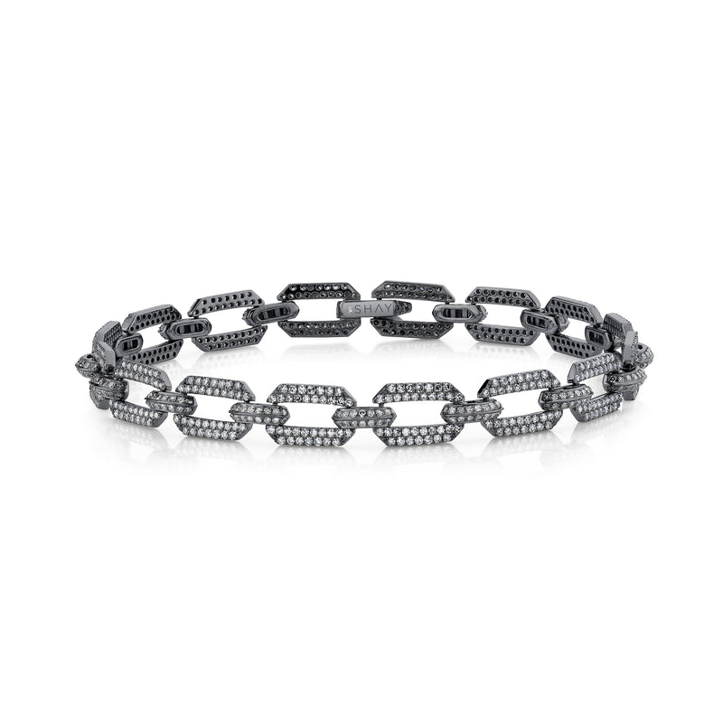 READY TO SHIP MEN'S DIAMOND PAVE DOME  FLAT LINK BRACELET