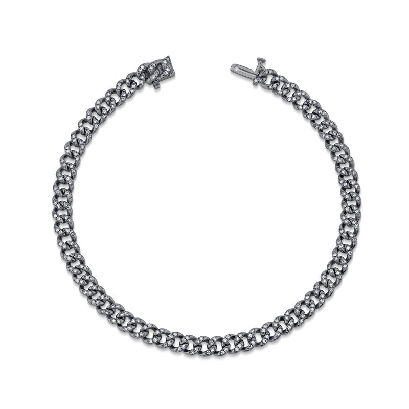 MEN'S MINI FLAT PAVE DIAMOND LINK BRACELET