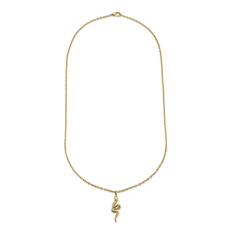 SOLID GOLD SNAKE PENDANT NECKLACE
