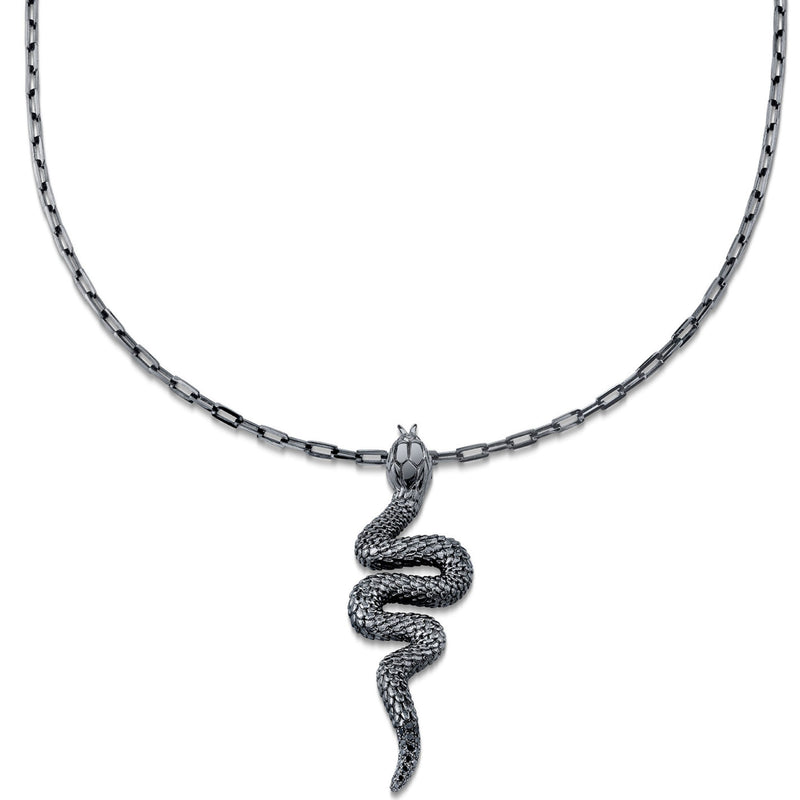 SOLID GOLD LARGE SNAKE PENDANT NECKLACE