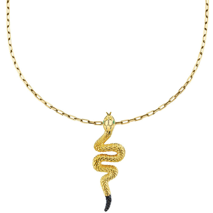 SOLID GOLD LARGE SNAKE PENDANT NECKLACE