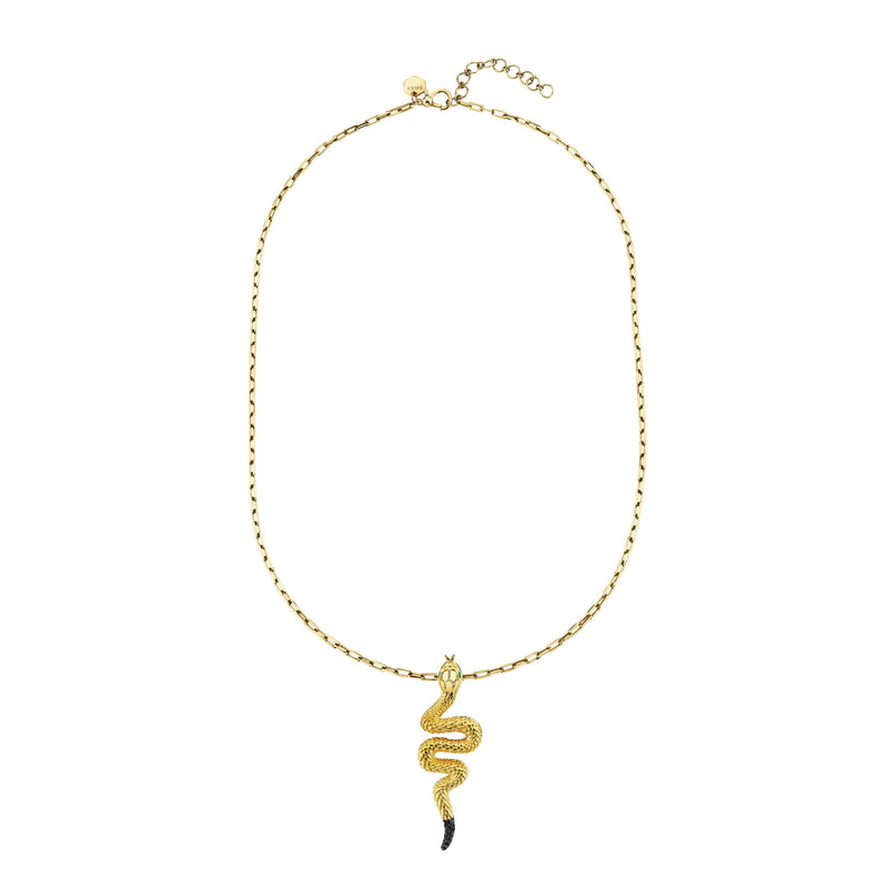 READY TO SHIP SOLID GOLD LARGE SNAKE PENDANT NECKLACE