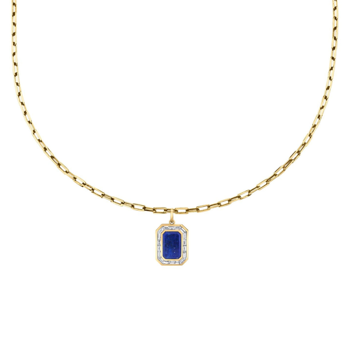 LAPIS NAMEPLATE PENDANT NECKLACE