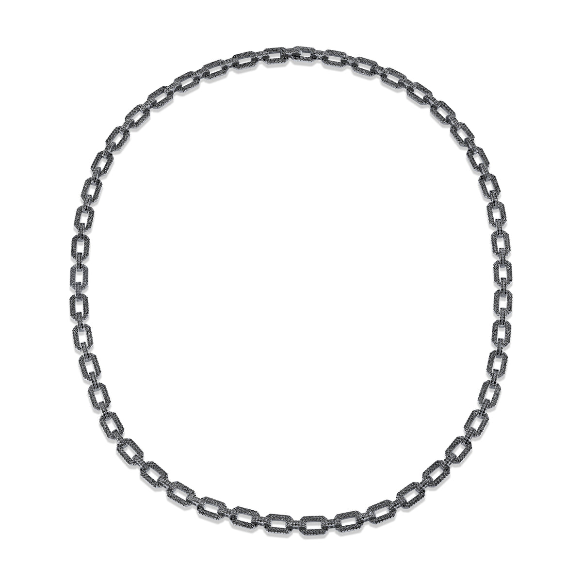 MEN'S BLACK DIAMOND PAVE FLAT GEO LINK NECKLACE