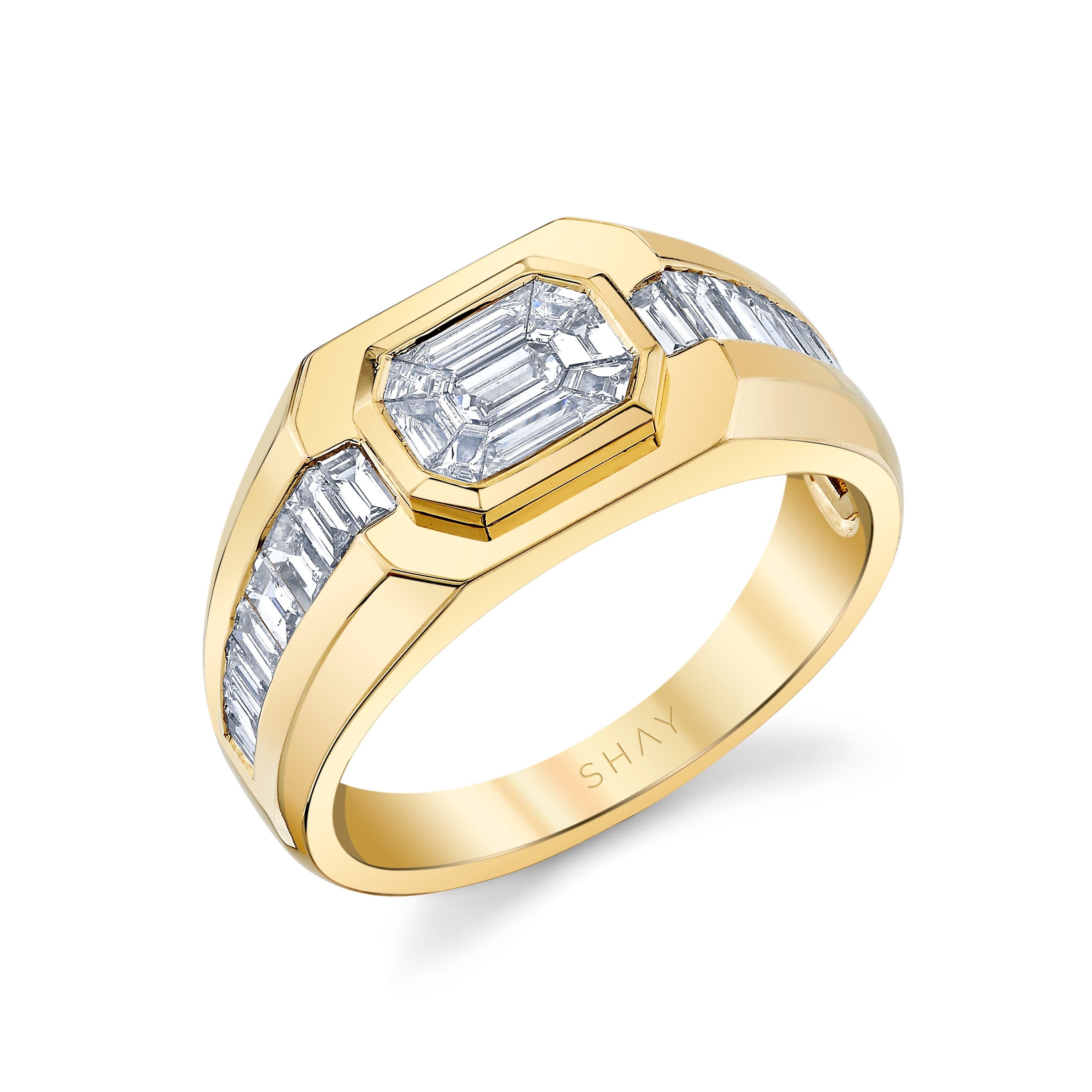 SHAY Ready to Ship Men's Diamond Illusion Signet Pinky Ring (mr Porter), 0.08ct, 18k gold, primary view