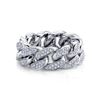 READY TO SHIP DIAMOND PARTIAL PAVE FLAT LINK RING
