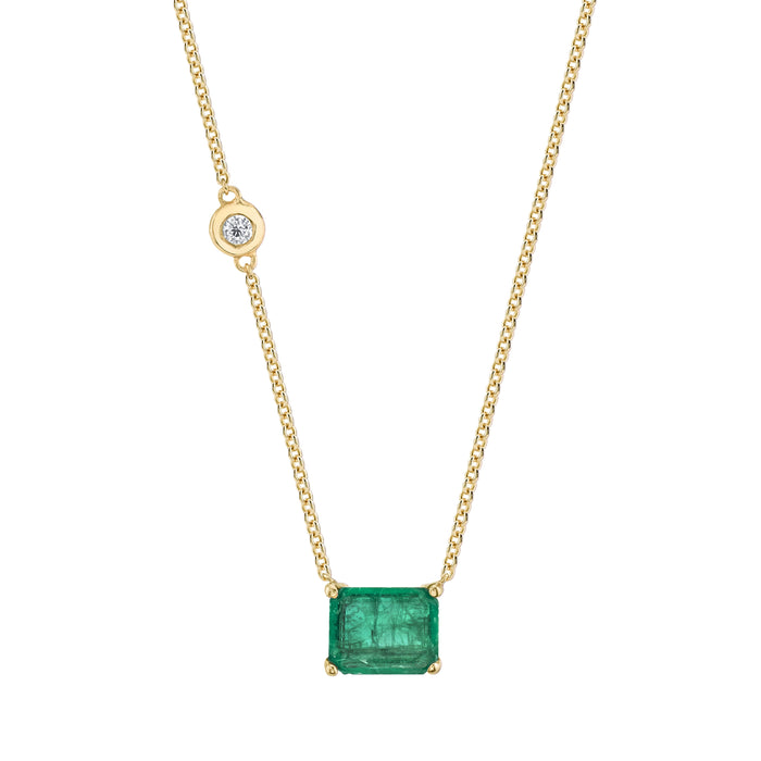 READY TO SHIP EMERALD SOLITAIRE NECKLACE