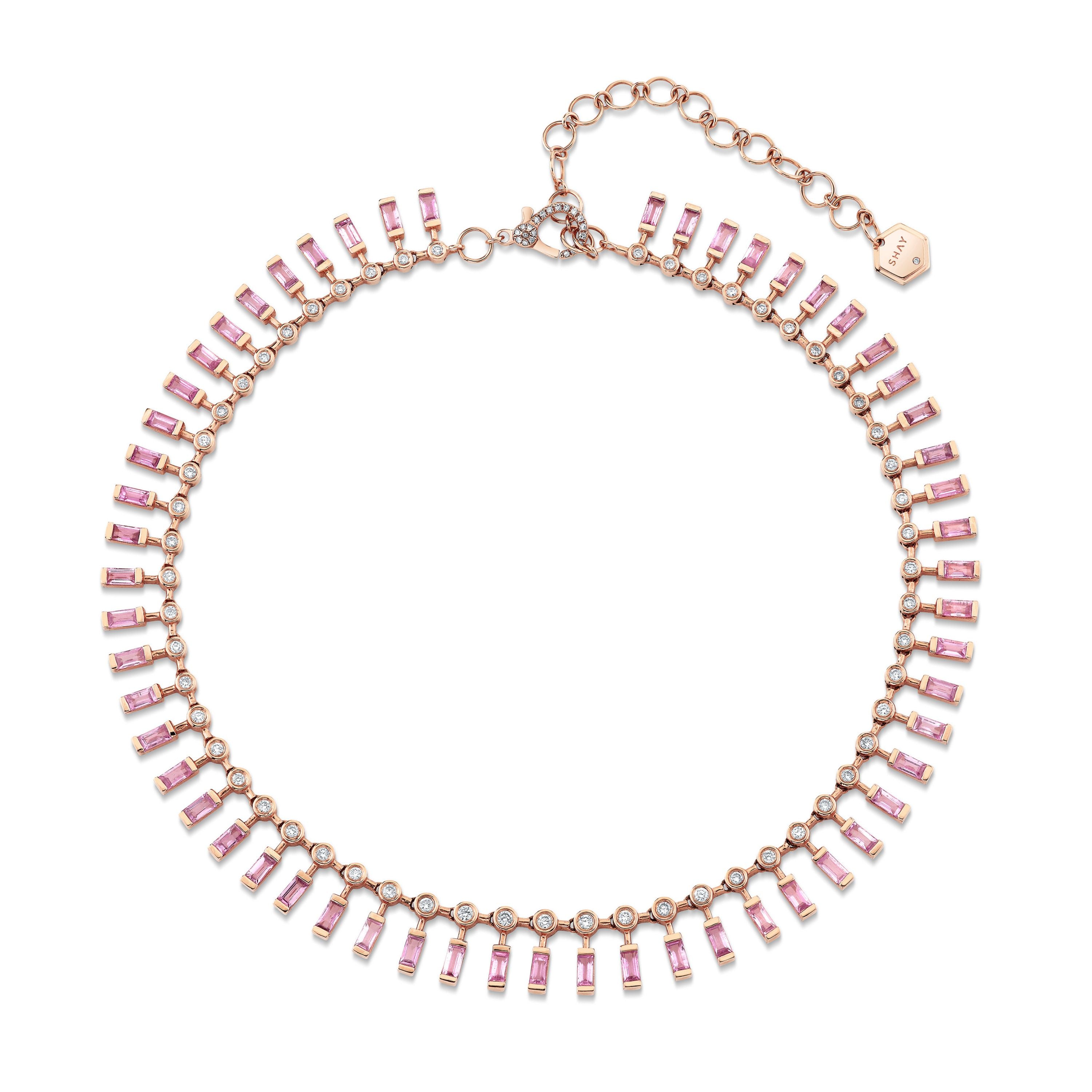READY TO SHIP DOT-DASH PINK SAPPHIRE & DIAMOND CHOKER