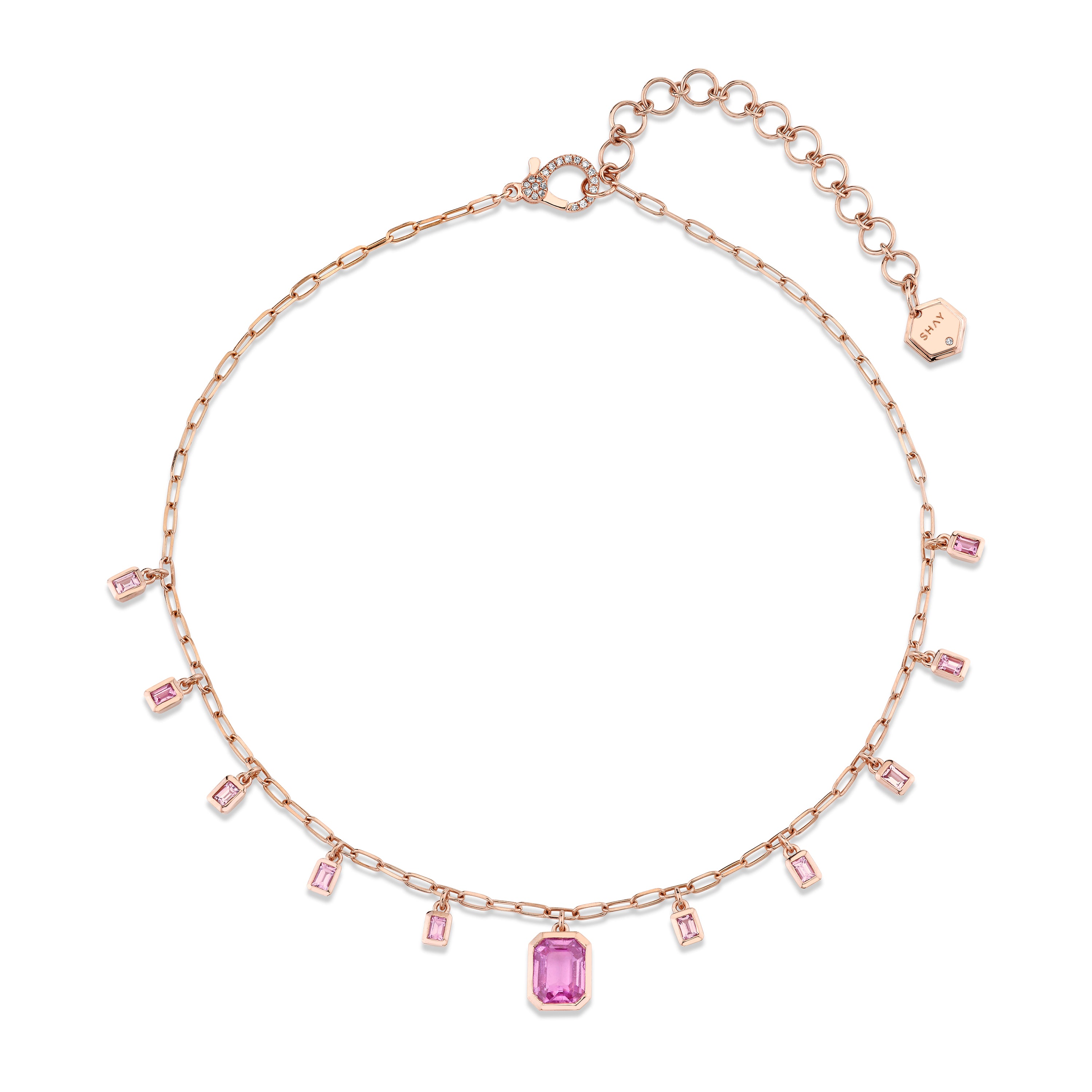 PINK SAPPHIRE BAGUETTE DROP CHOKER