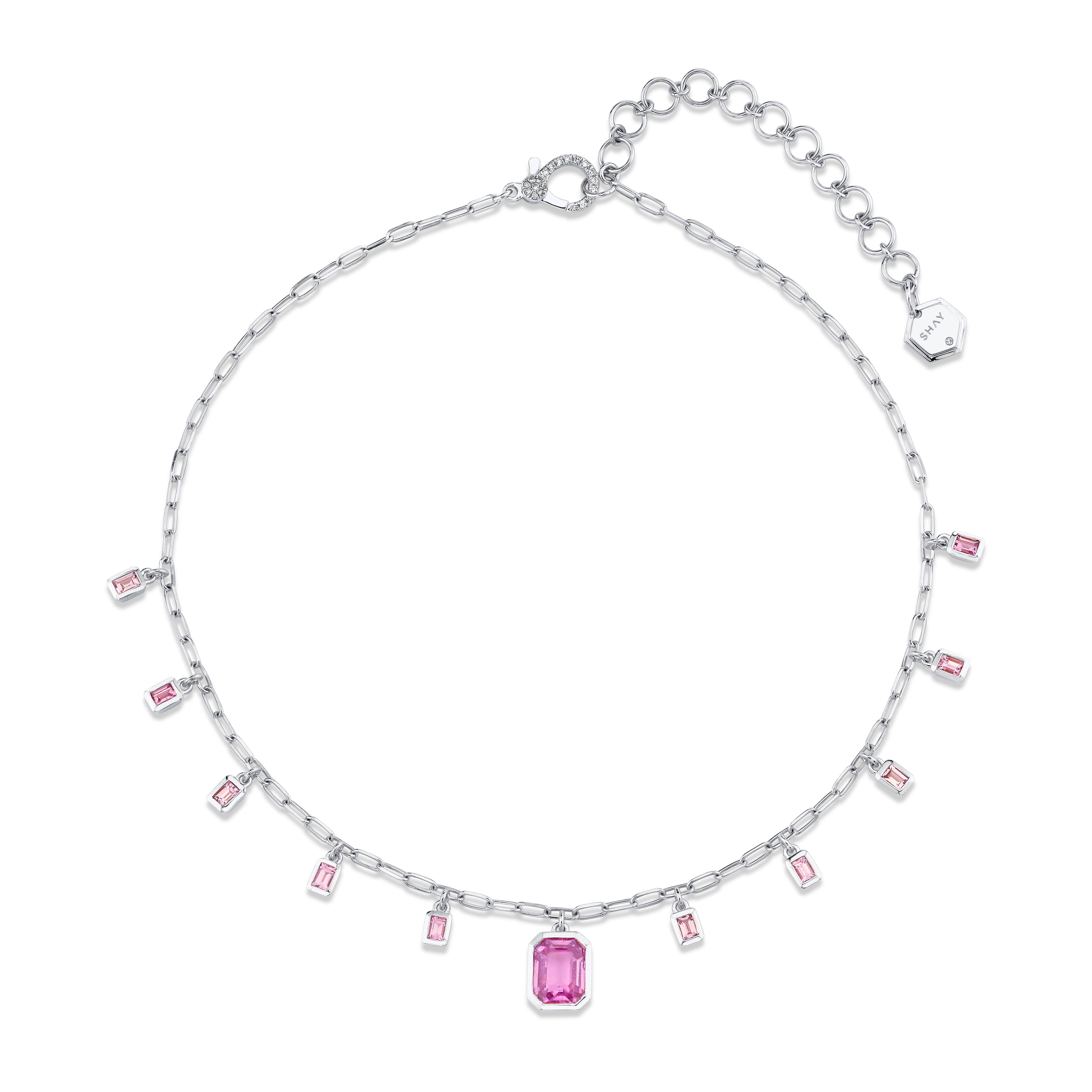 PINK SAPPHIRE BAGUETTE DROP CHOKER
