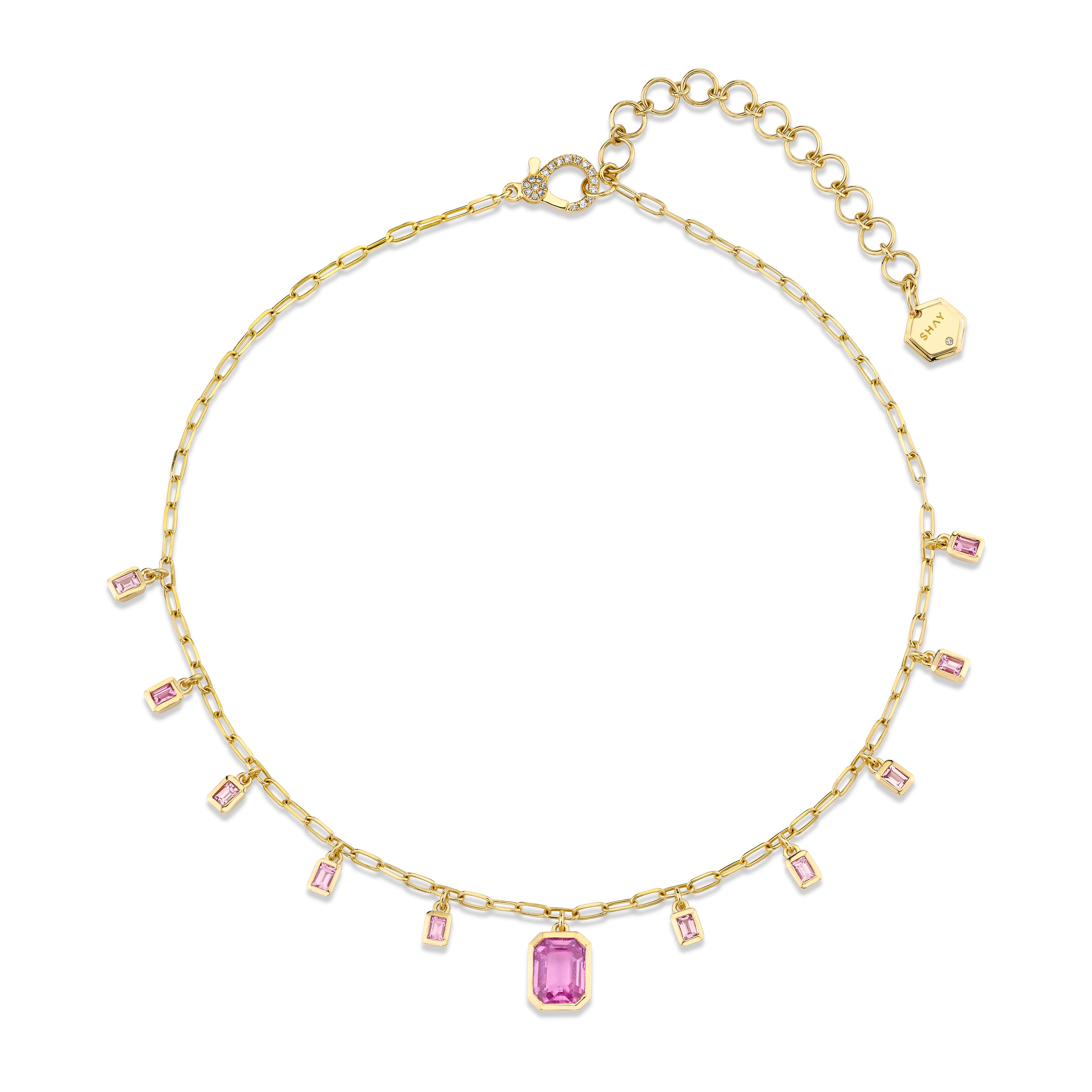 PINK SAPPHIRE BAGUETTE DROP CHOKER