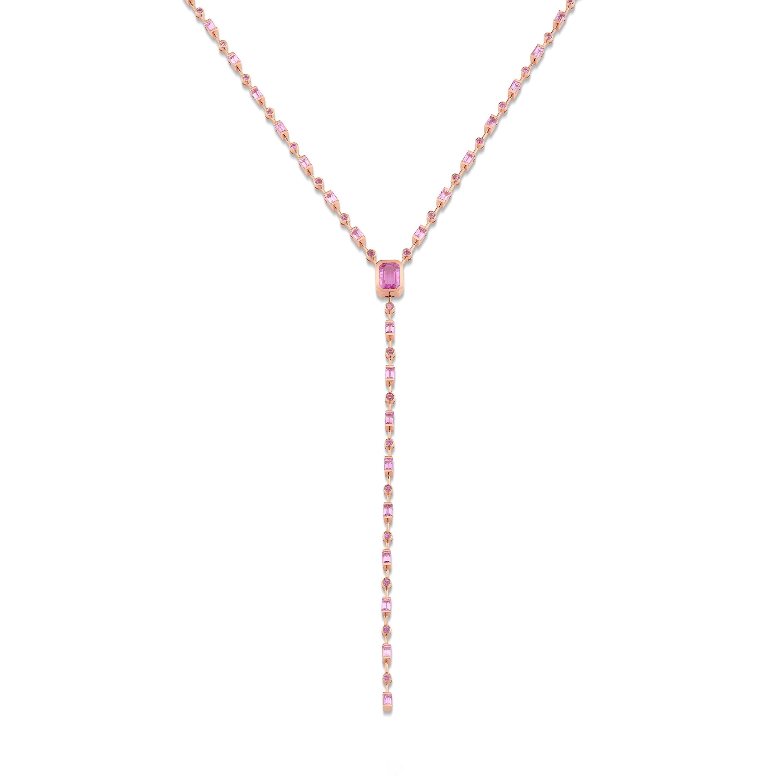 MIXED PINK SAPPHIRE Y NECKLACE