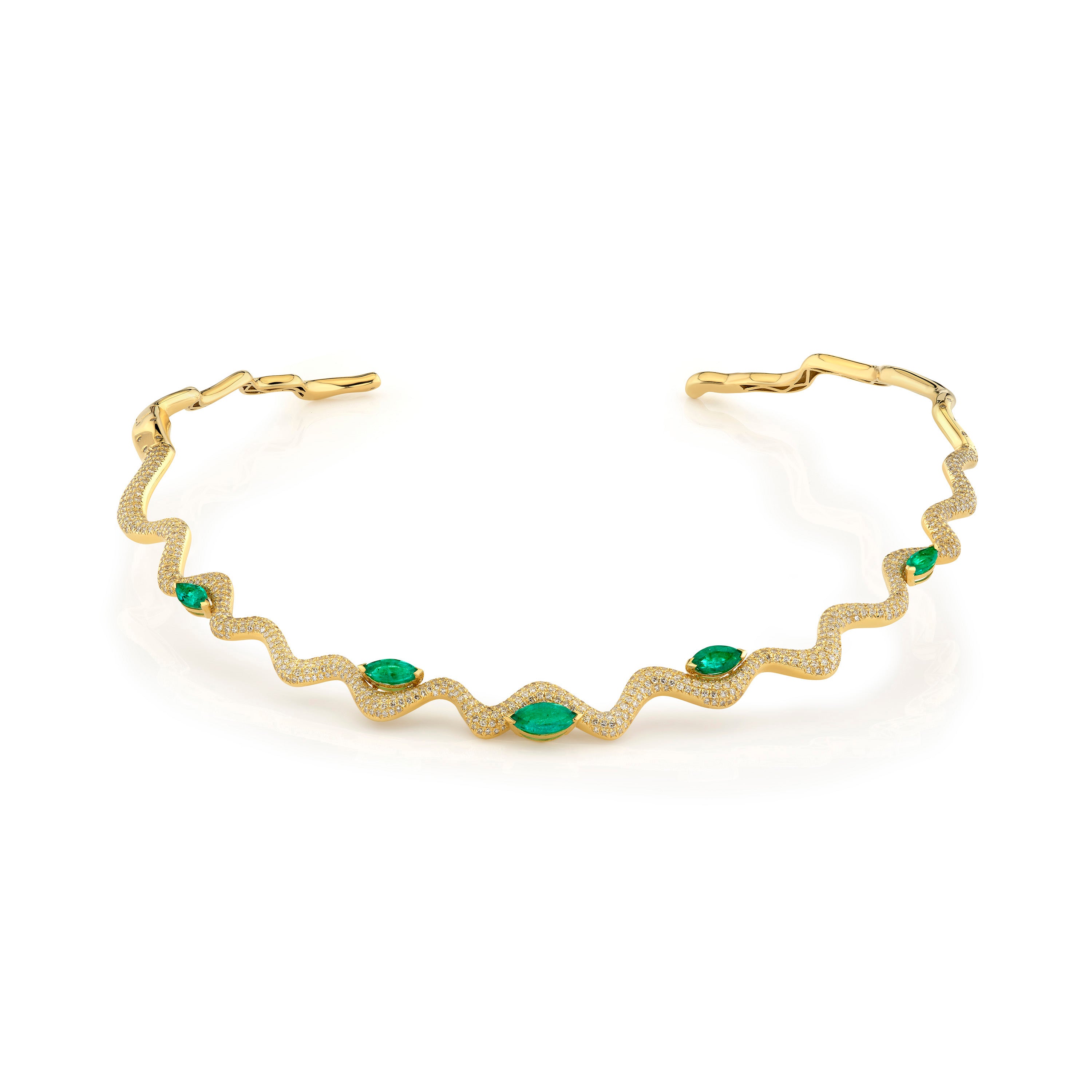 READY TO SHIP EMERALD MARQUISE WAVE COLLAR