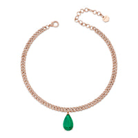 READY TO SHIP EMERALD TEARDROP PAVE MINI PAVE LINK CHOKER