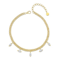 READY TO SHIP DIAMOND MARQUISE DROP MINI LINK NECKLACE