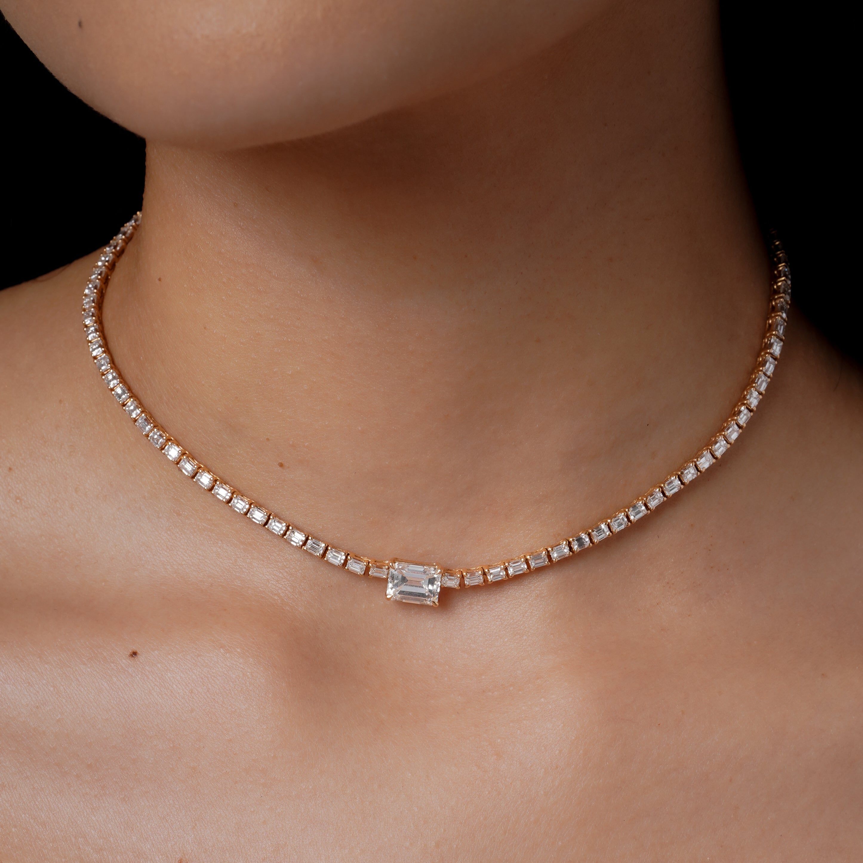 DIAMOND CENTER TENNIS NECKLACE