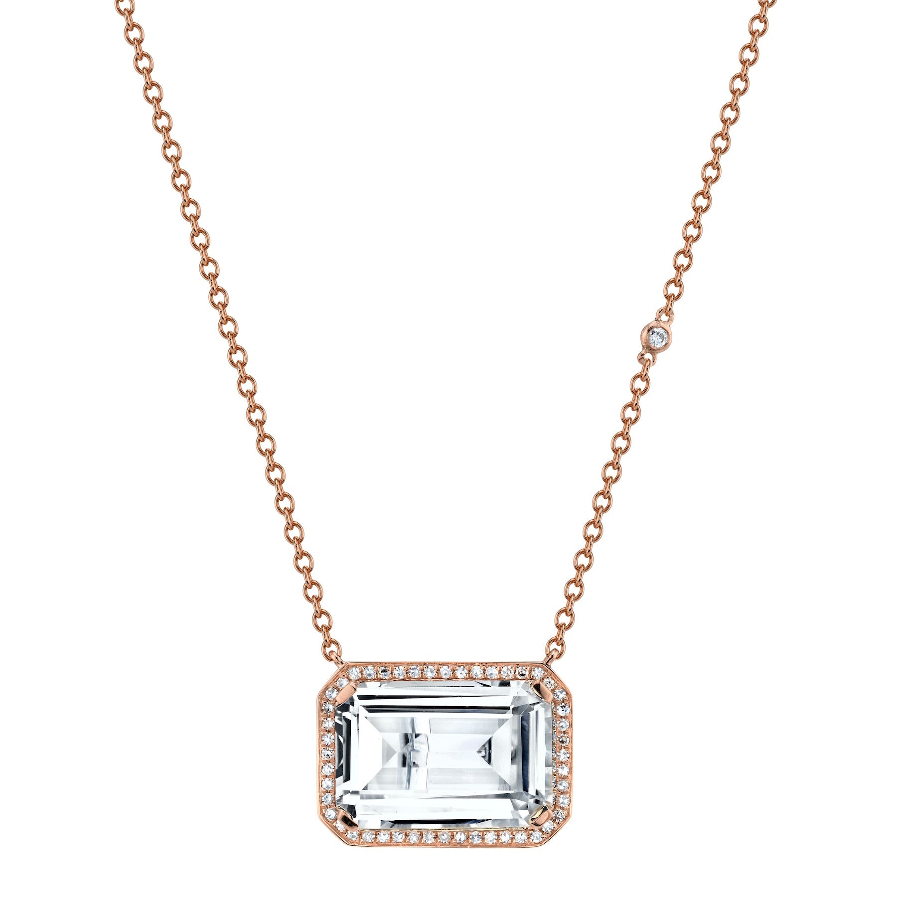 READY TO SHIP WHITE TOPAZ PORTRAIT NECKLACE