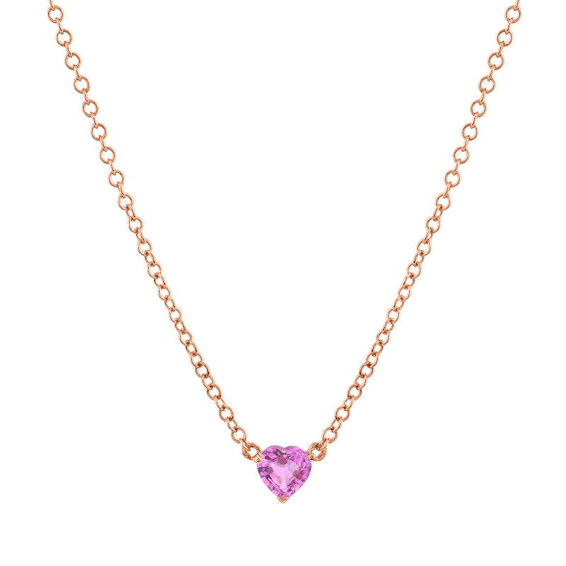 PINK SAPPHIRE SOLITAIRE HEART NECKLACE