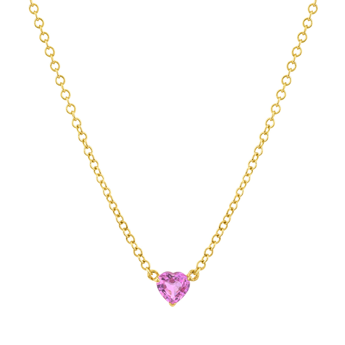 PINK SAPPHIRE SOLITAIRE HEART NECKLACE