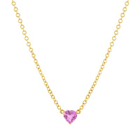 PINK SAPPHIRE SOLITAIRE HEART NECKLACE