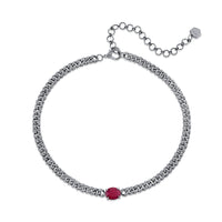 RUBY SOLITAIRE OVAL PAVE MINI LINK NECKLACE