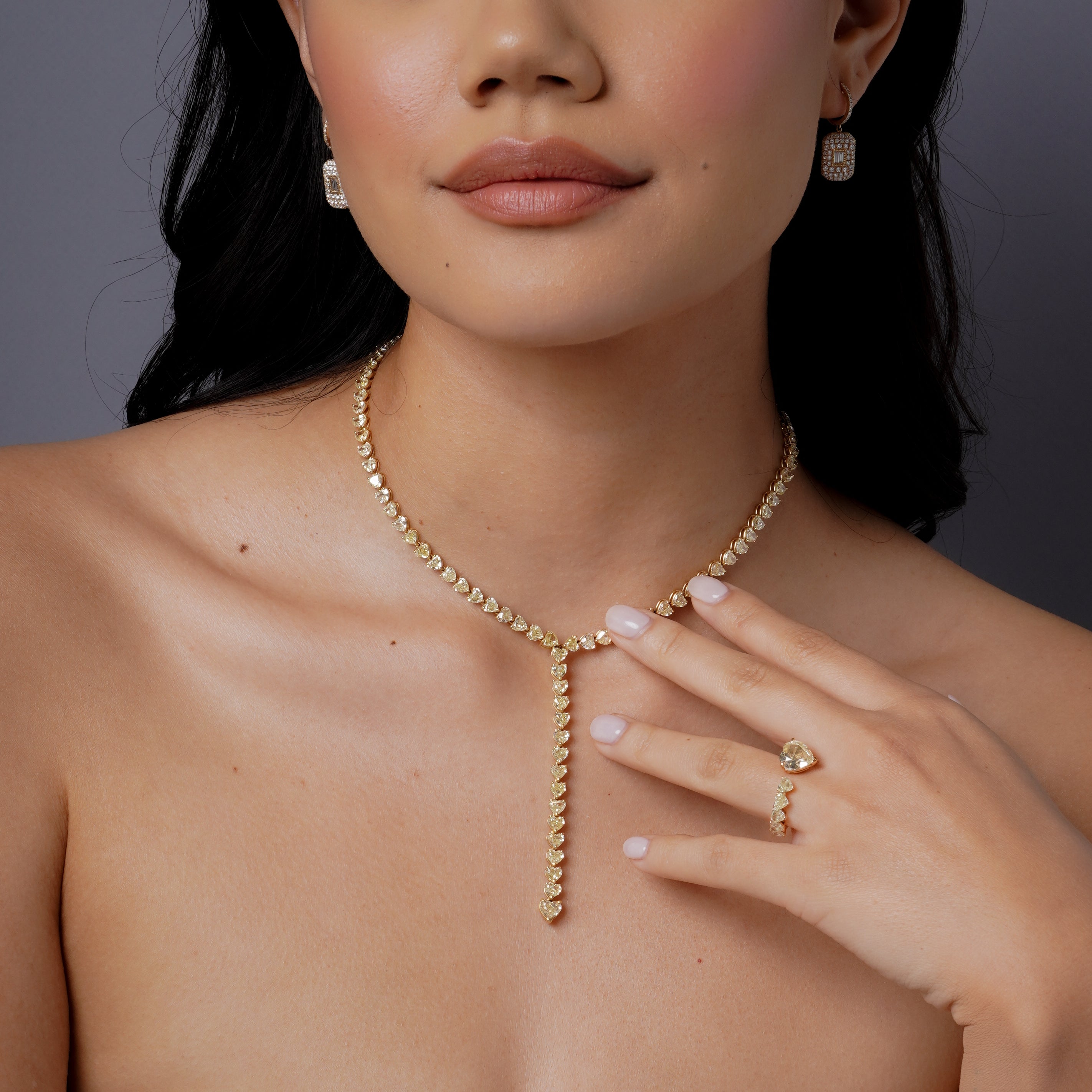 SHAY Yellow Diamond Heart Y Necklace, 29.55ct, 18k gold, primary view