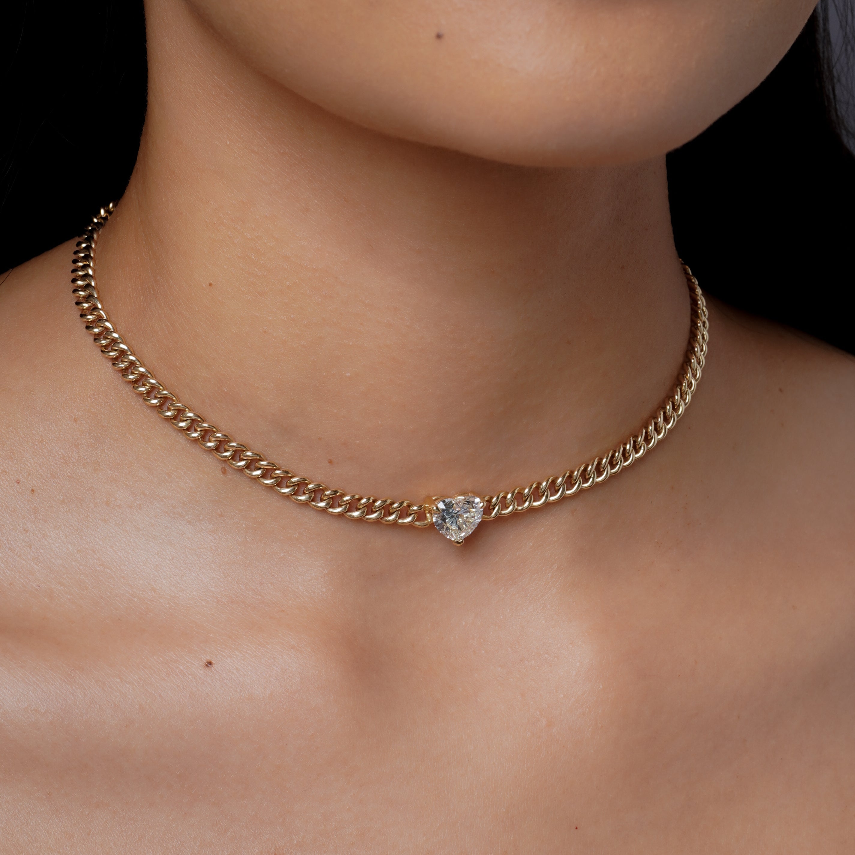 DIAMOND HEART MINI LINK NECKLACE
