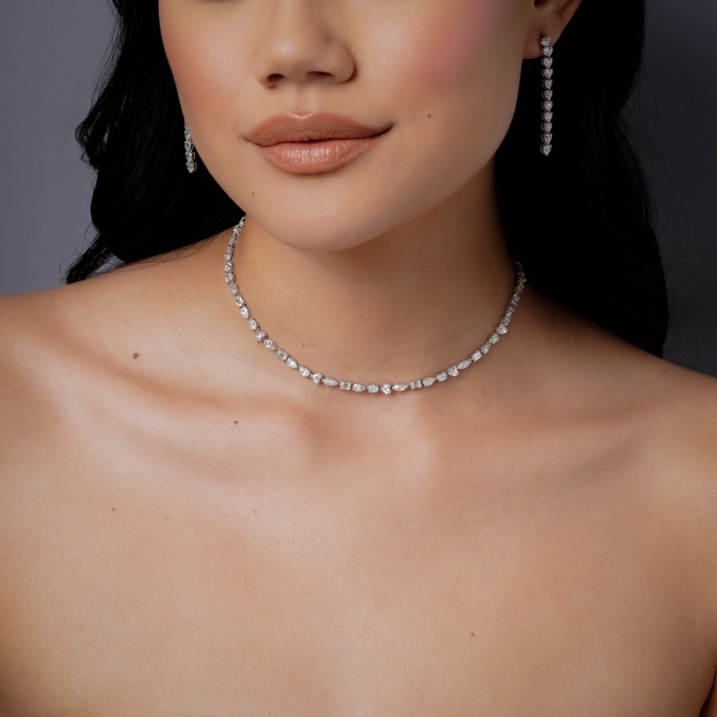 Shay mixed diamond tennis necklace classic