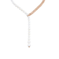 PEARL & DIAMOND SPLIT Y NECKLACE