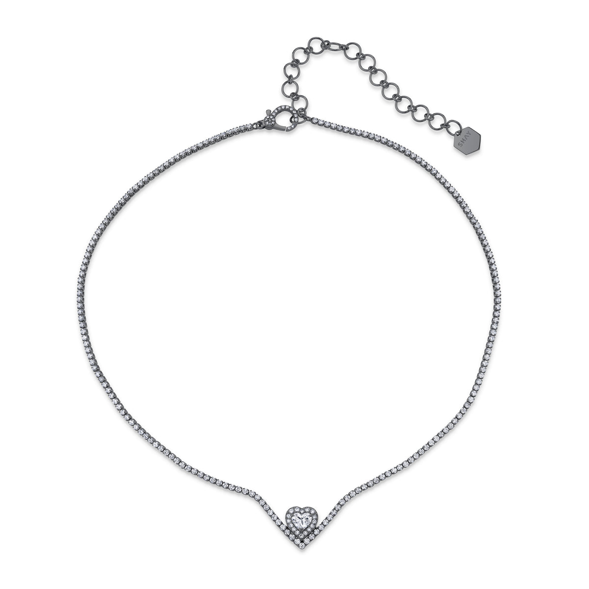 DIAMOND FLOATING HEART PAVE THREAD NECKLACE
