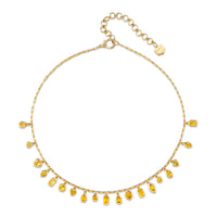 READY TO SHIP YELLOW SAPPHIRE & CITRINE  BEZEL MIXED DROP NECKLACE